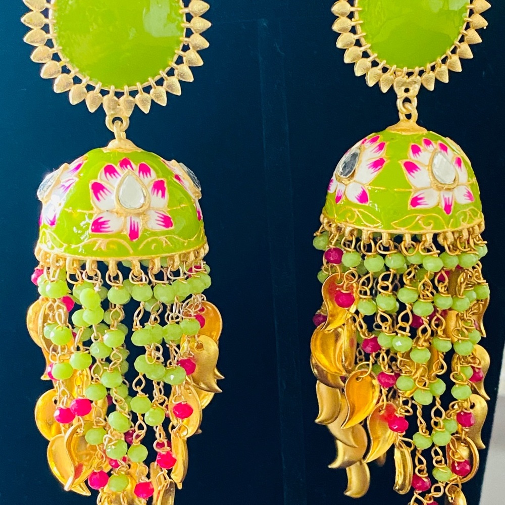 Hand painted meenakari Jhumka